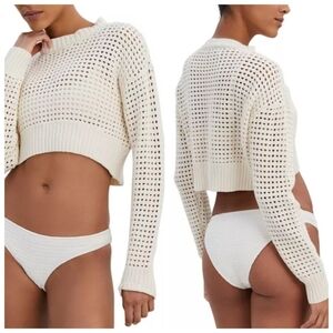 New Solid & Striped The Nolan Cropped Pullover Brule Sweater/Swim Coverup NWT XS